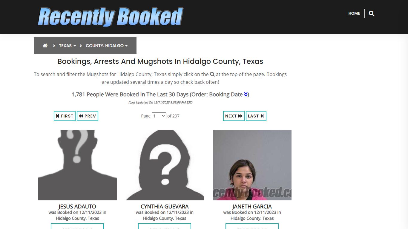 Recent bookings, Arrests, Mugshots in Hidalgo County, Texas
